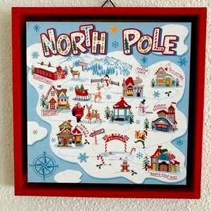 NWT CHRISTMAS NORTH POLE JOURNEY SIGN/WALL DECOR. Wooden, 10”x 10”x 1”.